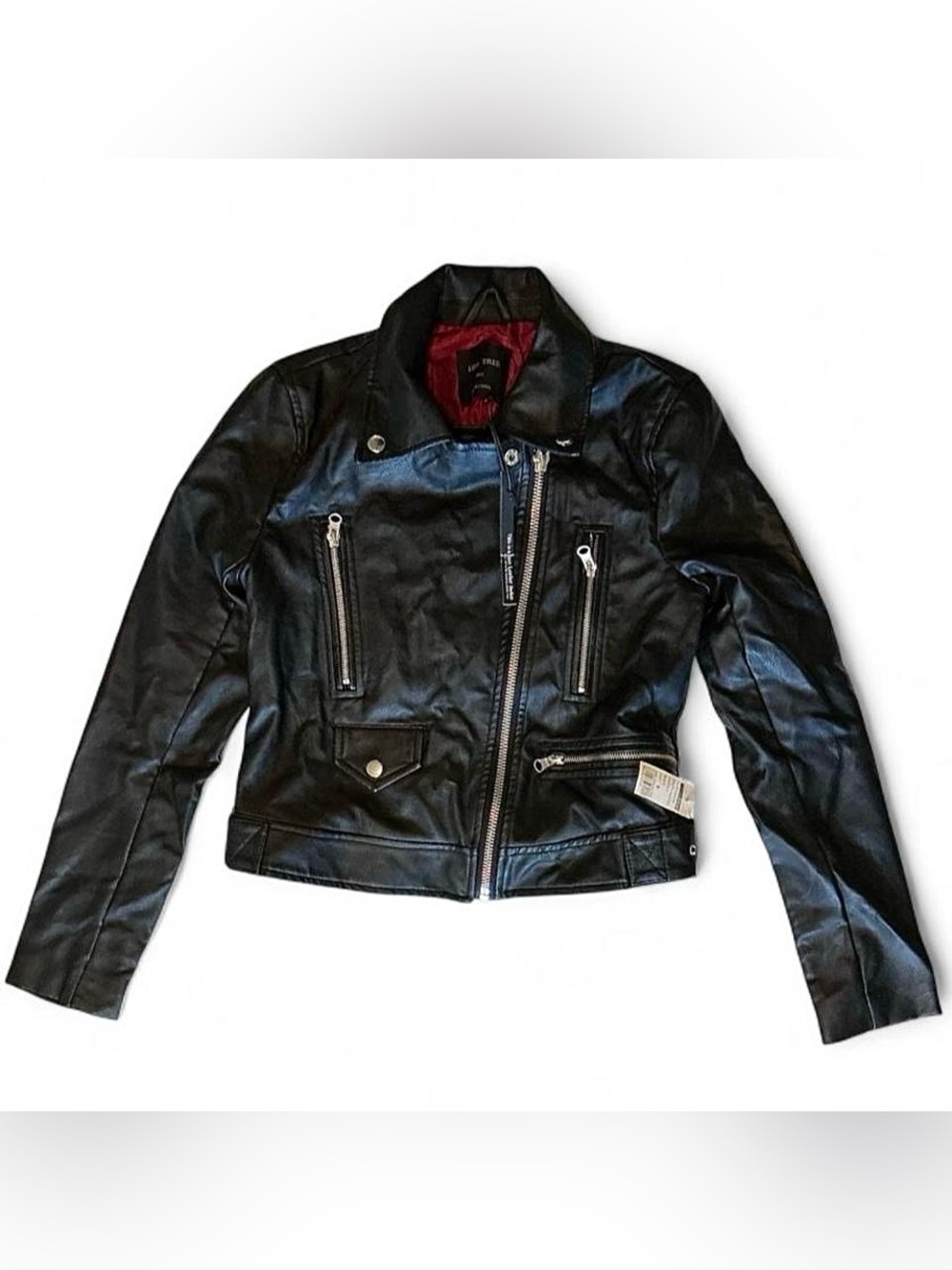 Leather Jacket Crop Asymmetric Moto Biker NWT